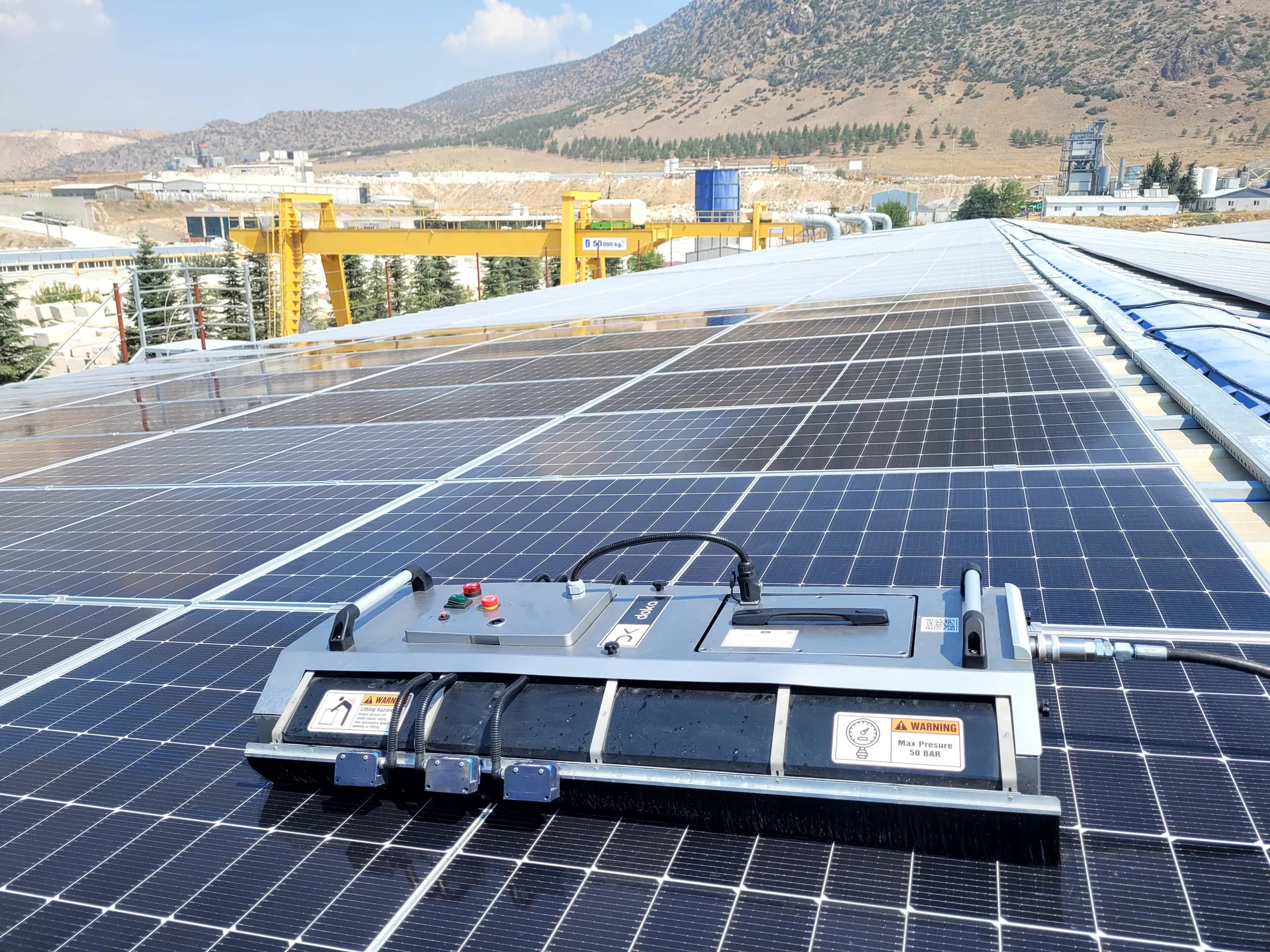 FK-series PV cleaning robot in operation on a large-scale solar power plant
